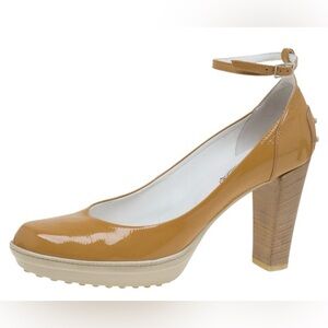 TOD’S || Aspen Décolleté T CUOIO Tan Patent Leather Pump. Sz. EU 40.5